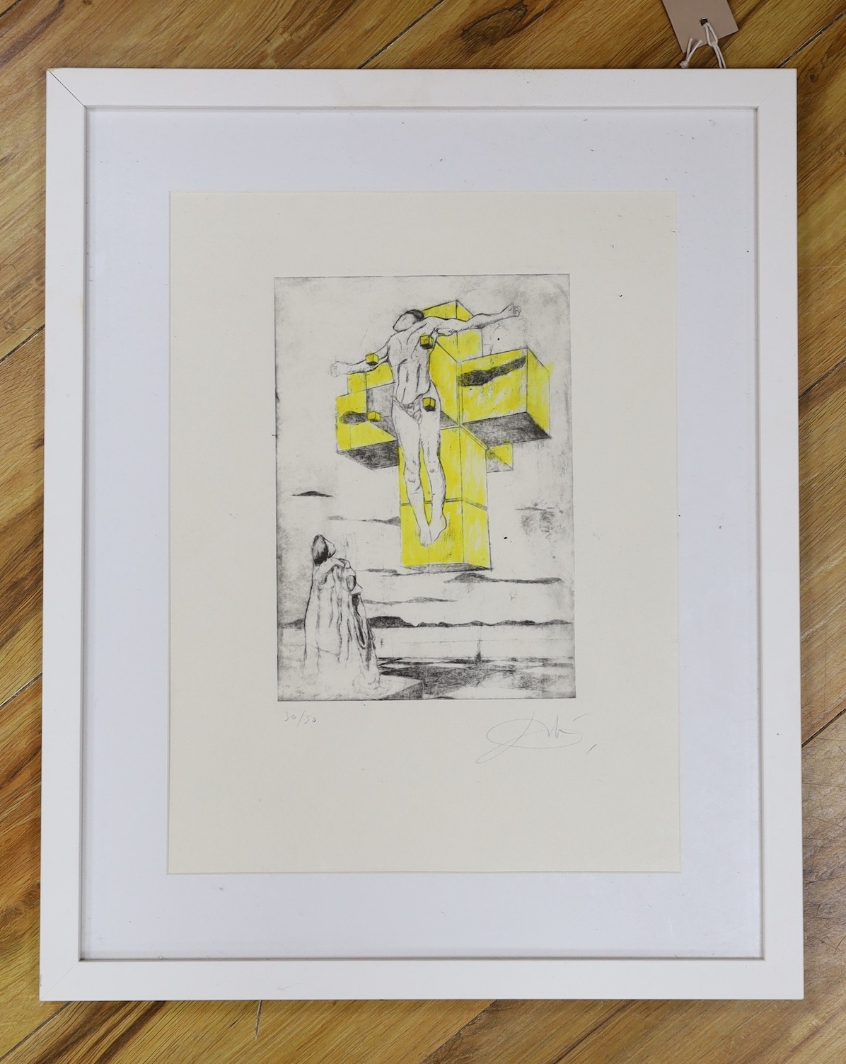 Salvador Dali (1904-1989), limited edition print, Crucifixion (Corpus Hypercubus), signed in pencil and numbered 30/50, overall 40 x 30cm